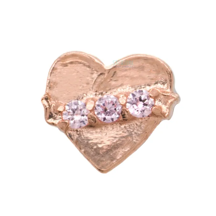 Anatometal Banner Heart Threaded End in Rose Gold with BrilliantCut Gems Necklaces Anatometal Banner Heart Threaded End in Rose Gold with BrilliantCut Gems Necklaces