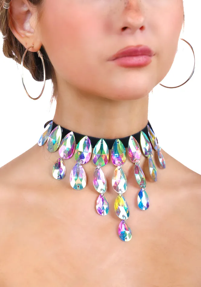 Black Iridescent Gem Necklace 20 THE LUMI SHOP Necklaces
