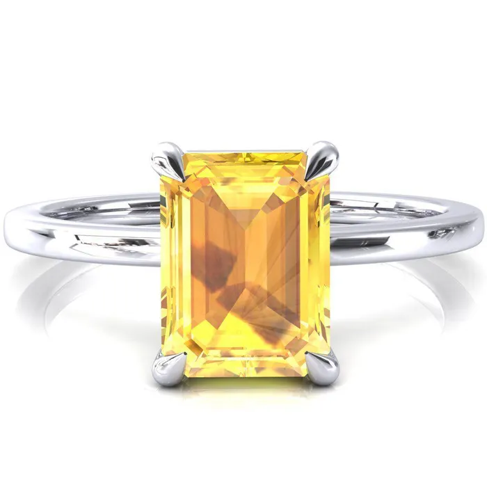 Lyla Emerald Yellow Sapphire 4 Claw Prong Single Rail Solitaire Ring Fire Brilliance Rings Lyla Emerald Yellow Sapphire 4 Claw Prong Single Rail Solitaire Ring Fire Brilliance Rings