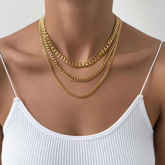 Necklaces Jewelvers 18K GoldFilled Cuban Link Chain Necklace Alina