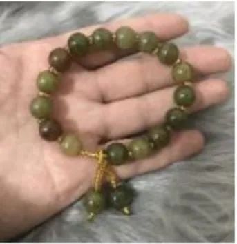polly Bracelets B1271 Olive Green Crackle Glass Bead Bracelet