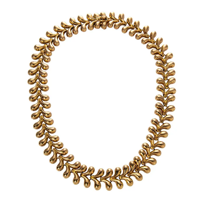 Croghans Necklaces Estate 18K Yellow Gold Scalloped Collar Necklace
