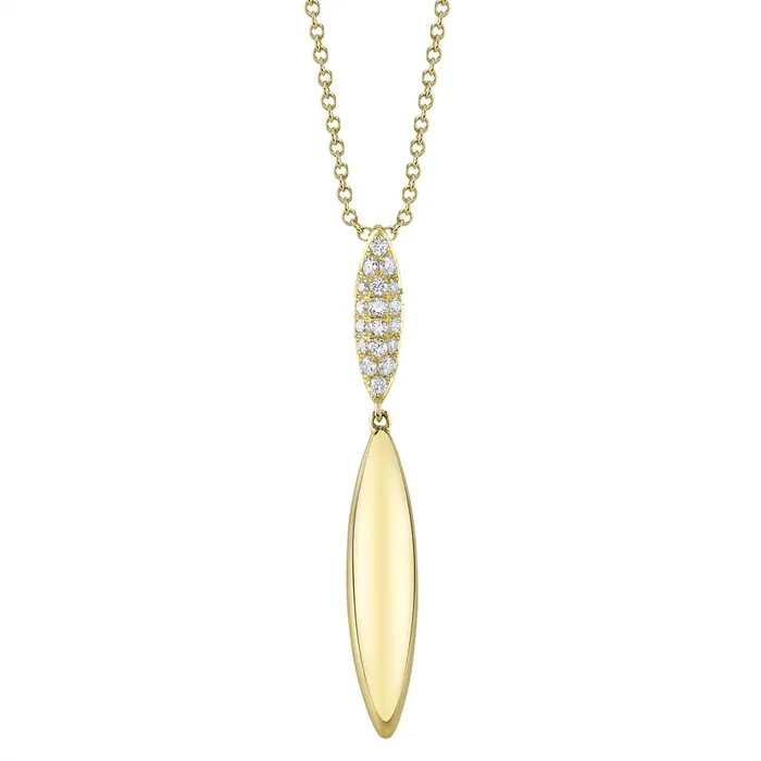 Necklaces Meierotto Jewelers 14K Yellow Gold Diamond Elongated Oval Drop Pendant Necklace Necklaces Meierotto Jewelers 14K Yellow Gold Diamond Elongated Oval Drop Pendant Necklace