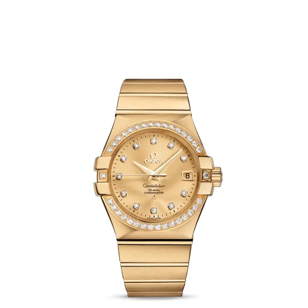 Omega PreStyled Sets Omega Constellation 35mm Watch Ref 12355352058001 18K Yellow Gold Diamond Index Dial Diamond Bezel 18K Yellow Gold Bracelet Omega PreStyled Sets Omega Constellation 35mm Watch Ref 12355352058001 18K Yellow Gold Diamond Index Dial Diamond Bezel 18K Yellow Gold Bracelet