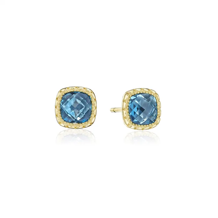 Tacori Earrings Tacori Crescent Embrace 14K Yellow Gold Cushion London Blue Topaz Stud Earrings Tacori Earrings Tacori Crescent Embrace 14K Yellow Gold Cushion London Blue Topaz Stud Earrings