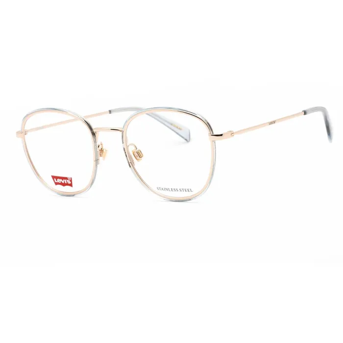Levis PreStyled Sets Levis Womens Eyeglasses Gold Azure Plastic Oval Full Rim Frame LV 1027 0QWU 00 Levis PreStyled Sets Levis Womens Eyeglasses Gold Azure Plastic Oval Full Rim Frame LV 1027 0QWU 00