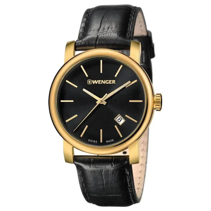 Wenger Watches Wenger Mens Watch Urban Vintage Yellow Gold Case Black Dial Strap 011041123 Wenger Watches Wenger Mens Watch Urban Vintage Yellow Gold Case Black Dial Strap 011041123